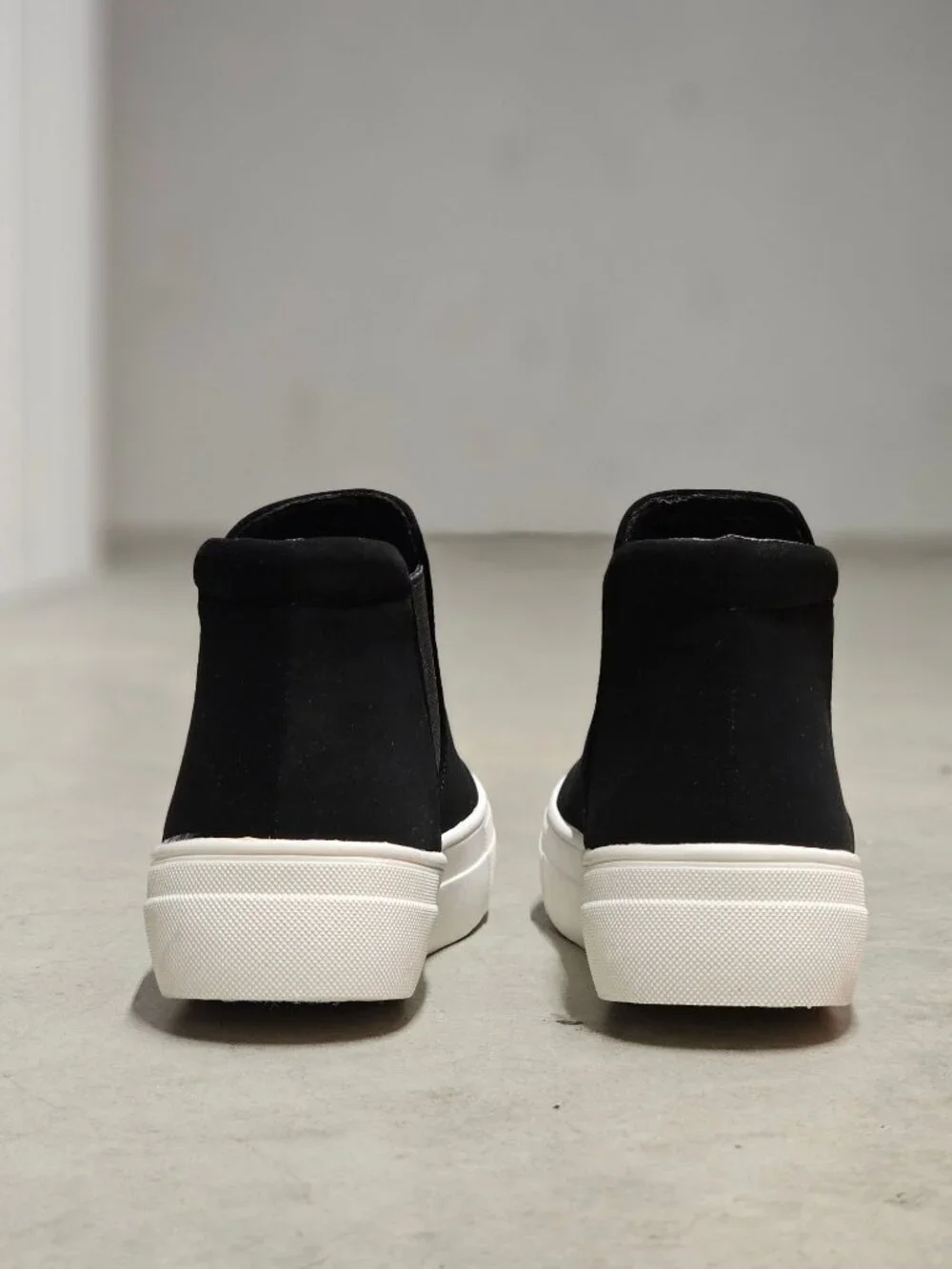 Black Chelsea Slip On Sneakers Platform Sole Minimalist Ankle Boots